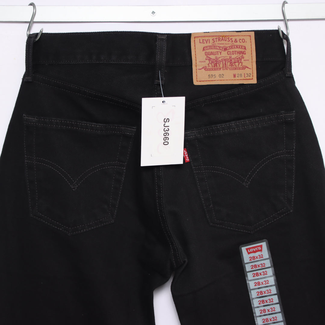Levi's 595 straight fit W28 L32 jeans vintage in denim nero da donna deadstock