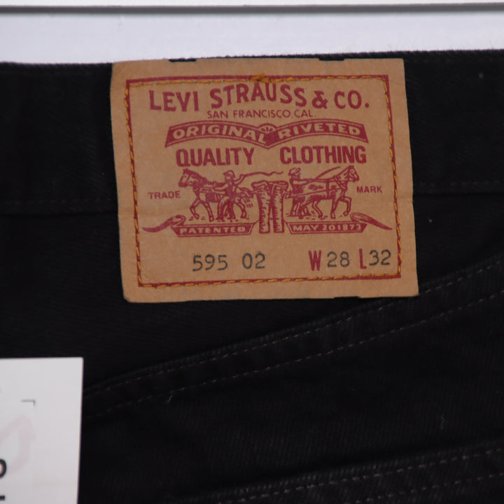 Levi's 595 straight fit W28 L32 jeans vintage in denim nero da donna deadstock