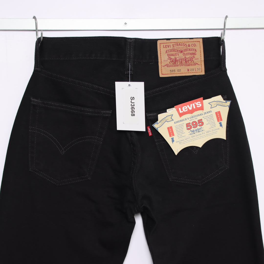 Levi's 595 straight fit W28 L32 jeans vintage in denim nero da donna deadstock w/Tags