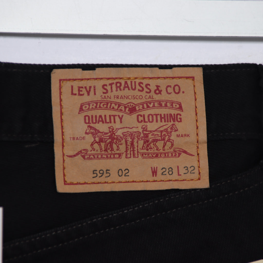 Levi's 595 straight fit W28 L32 jeans vintage in denim nero da donna deadstock w/Tags