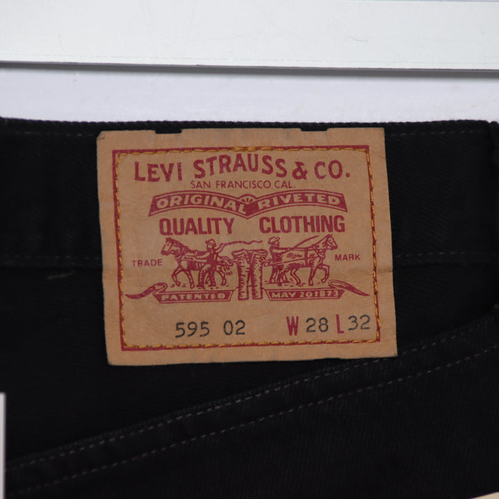 Levi's 595 straight fit W28 L32 jeans vintage in denim nero da donna deadstock w/Tags
