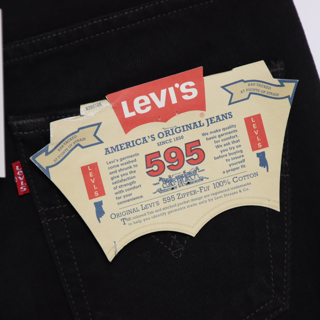 Levi's 595 straight fit W28 L32 jeans vintage in denim nero da donna deadstock w/Tags