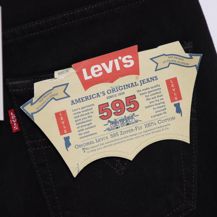 Levi's 595 straight fit W28 L32 jeans vintage in denim nero da donna deadstock w/Tags