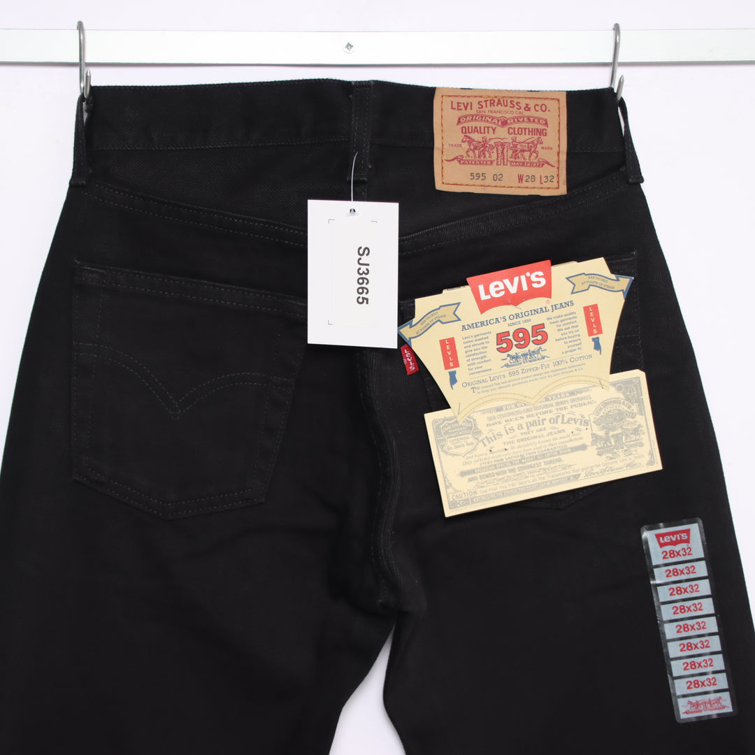 Levi's 595 straight fit W28 L32 jeans vintage in denim nero da donna deadstock w/Tags
