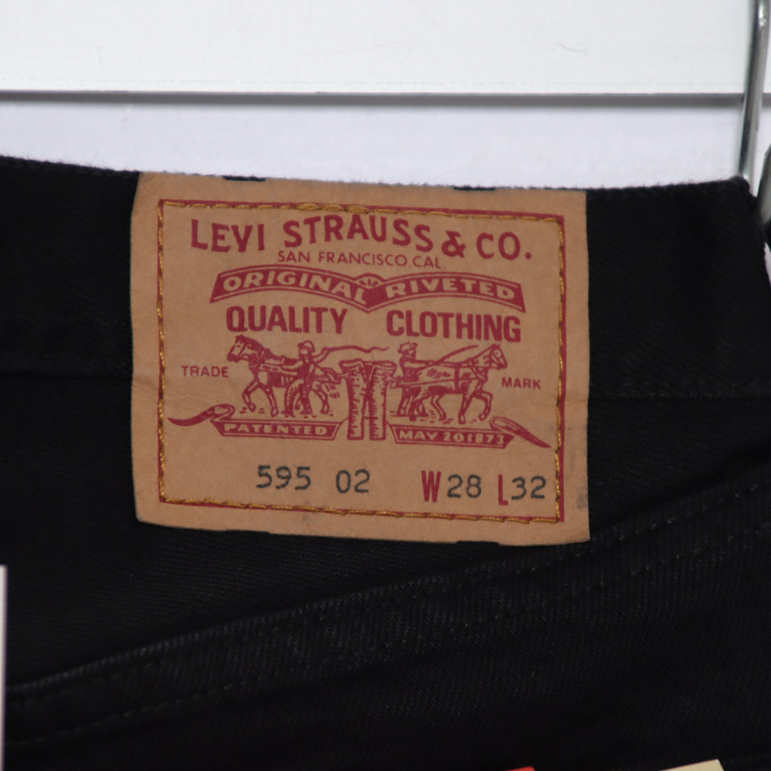 Levi's 595 straight fit W28 L32 jeans vintage in denim nero da donna deadstock w/Tags