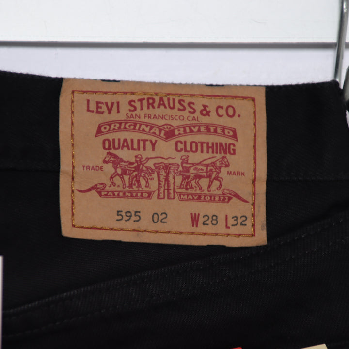 Levi's 595 straight fit W28 L32 jeans vintage in denim nero da donna deadstock w/Tags