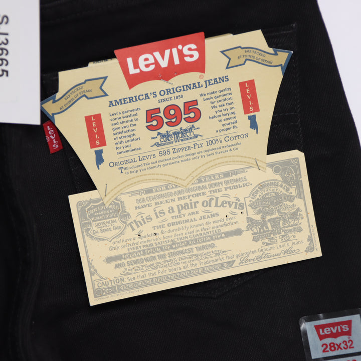 Levi's 595 straight fit W28 L32 jeans vintage in denim nero da donna deadstock w/Tags