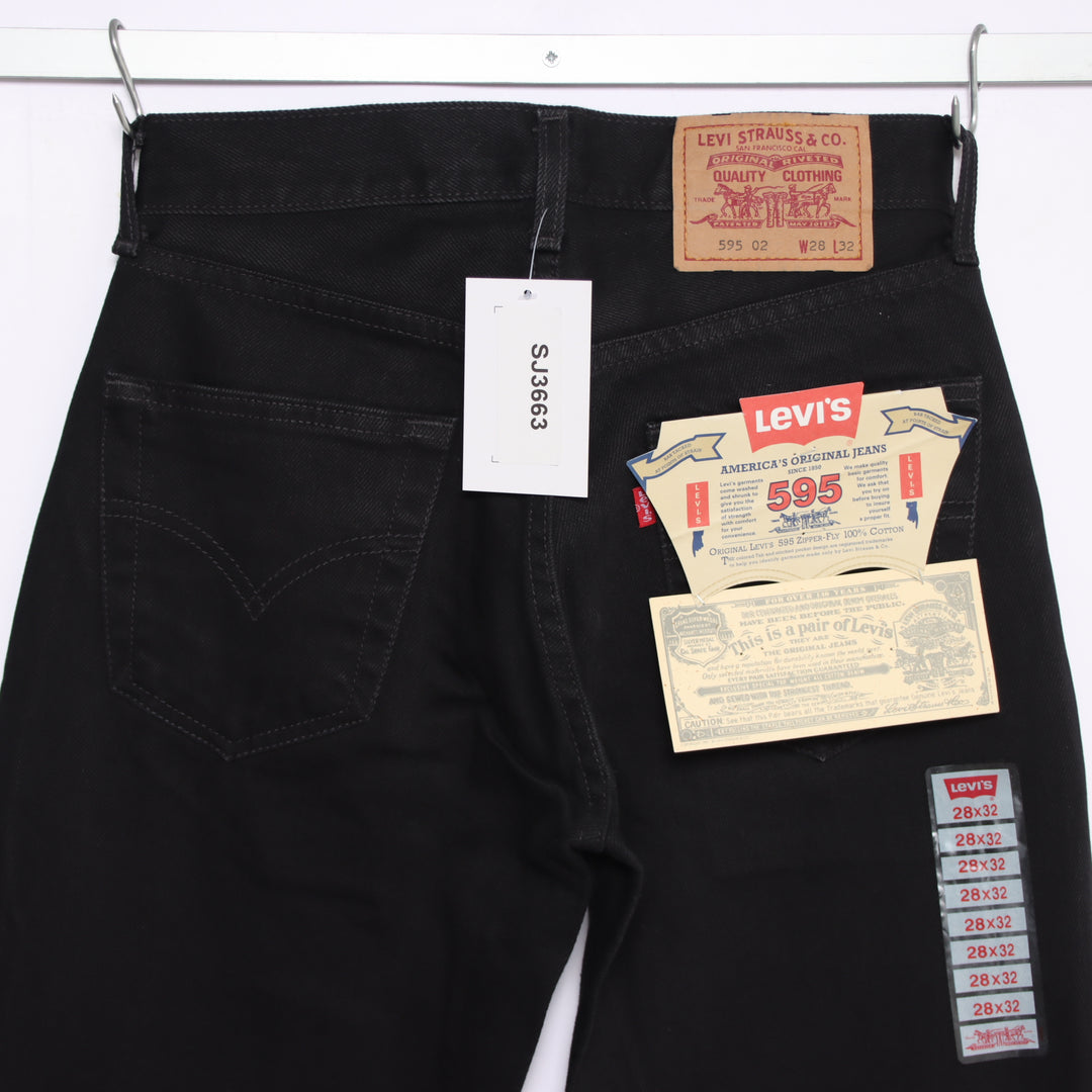 Levi's 595 straight fit W28 L32 jeans vintage in denim nero da donna deadstock w/Tags