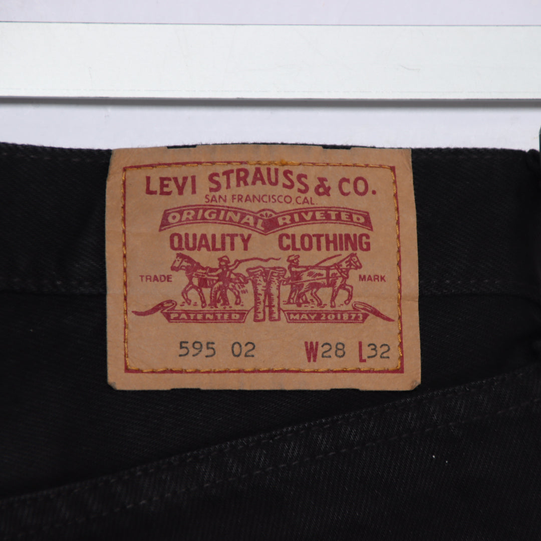 Levi's 595 straight fit W28 L32 jeans vintage in denim nero da donna deadstock w/Tags
