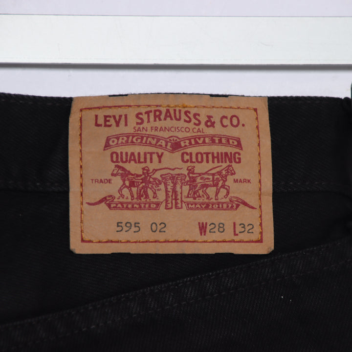 Levi's 595 straight fit W28 L32 jeans vintage in denim nero da donna deadstock w/Tags