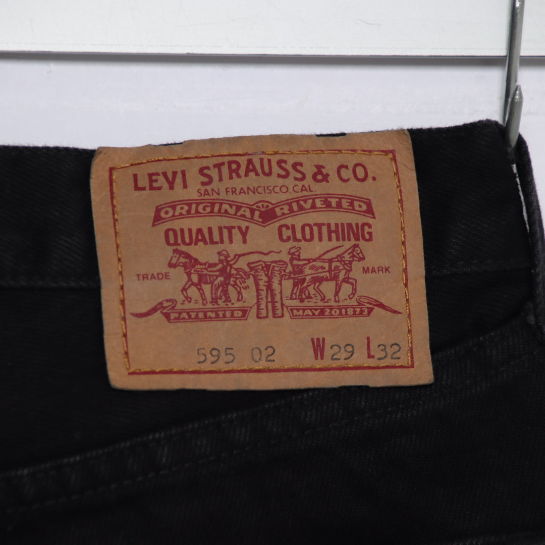 Levi's 595 straight fit W29 L32 jeans vintage in denim nero da donna deadstock