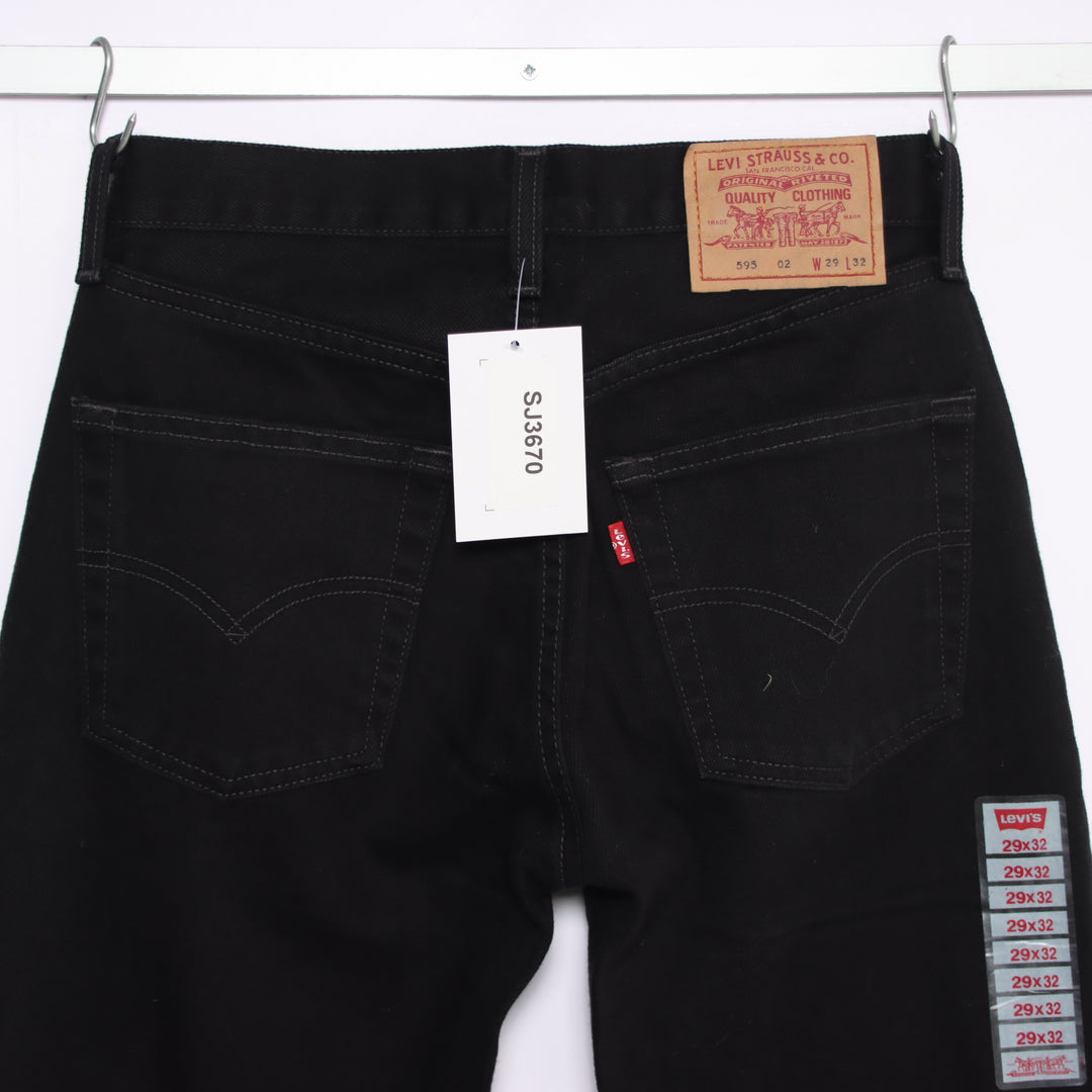 Levi's 595 straight fit W29 L32 jeans vintage in denim nero da donna deadstock