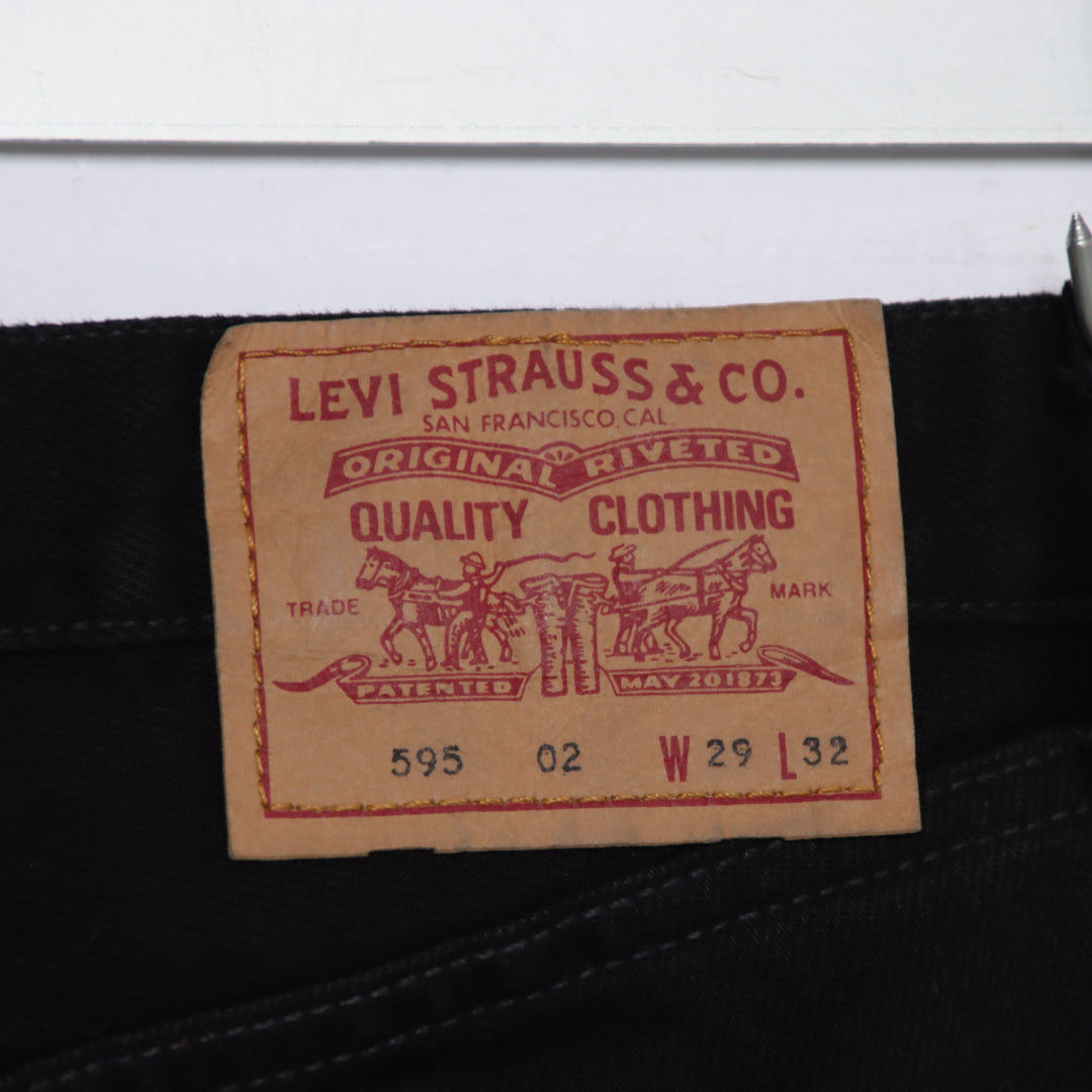 Levi's 595 straight fit W29 L32 jeans vintage in denim nero da donna deadstock