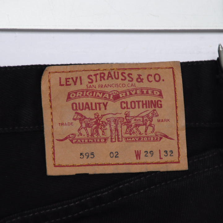 Levi's 595 straight fit W29 L32 jeans vintage in denim nero da donna deadstock