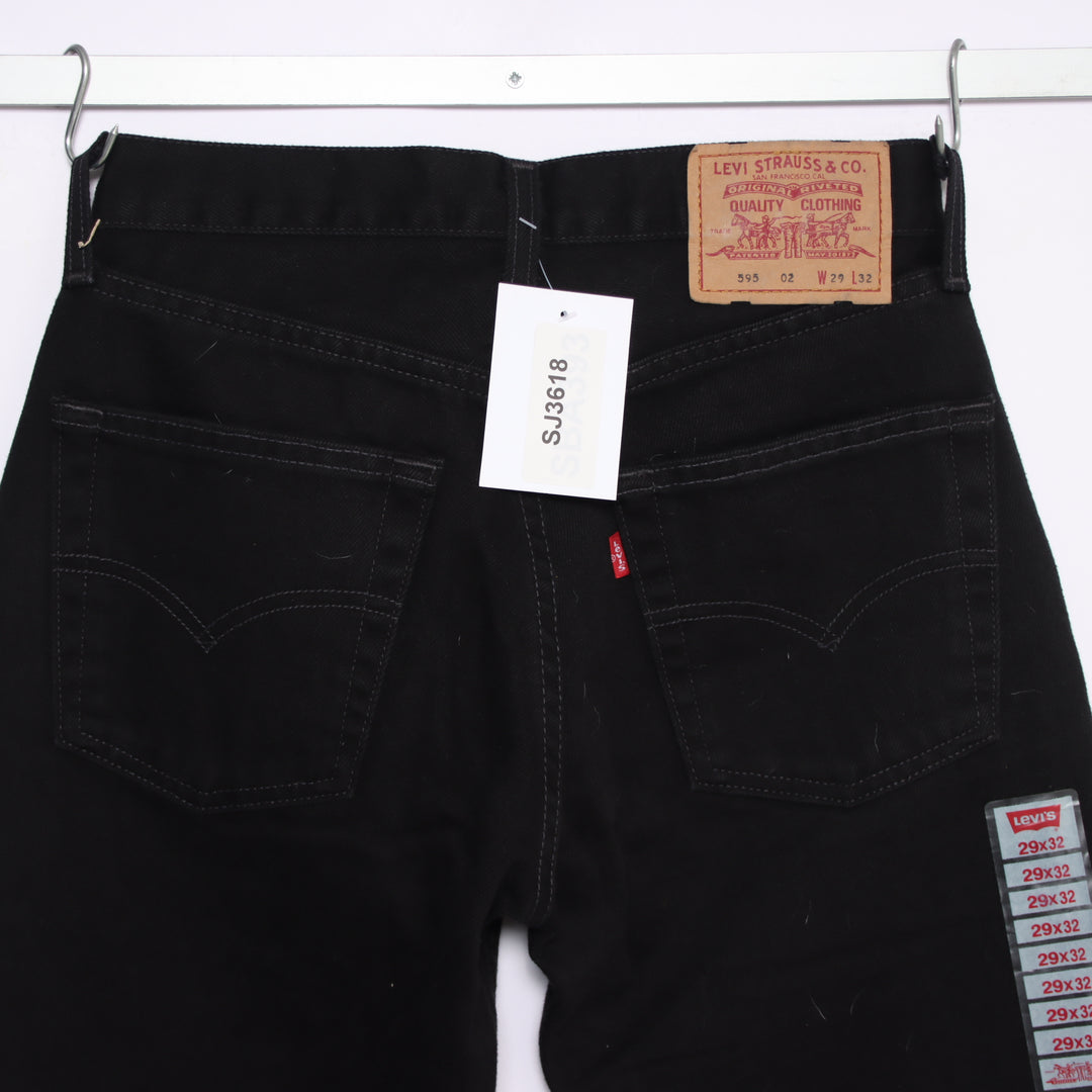 Levi's 595 straight fit W29 L32 jeans vintage in denim nero da donna deadstock w/tags