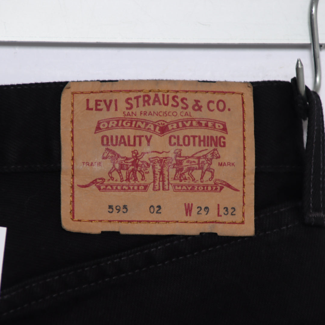 Levi's 595 straight fit W29 L32 jeans vintage in denim nero da donna deadstock w/tags