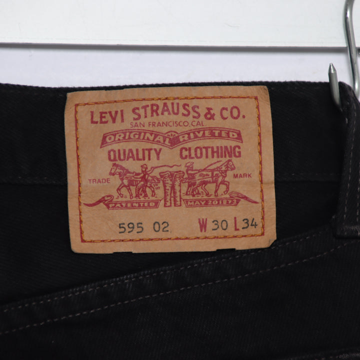 Levi's 595 straight fit W30 L34 jeans vintage in denim nero da donna deadstock