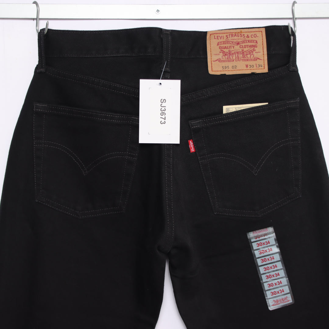 Levi's 595 straight fit W30 L34 jeans vintage in denim nero da donna deadstock