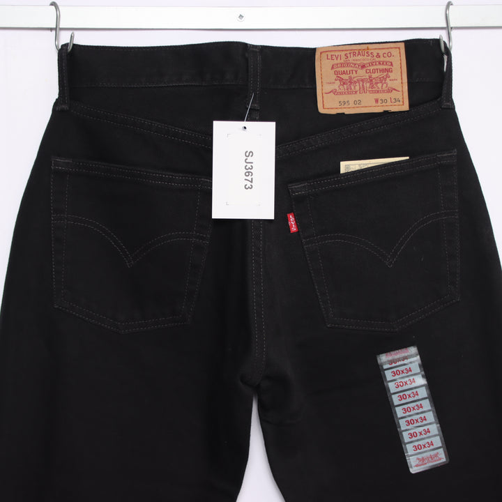 Levi's 595 straight fit W30 L34 jeans vintage in denim nero da donna deadstock