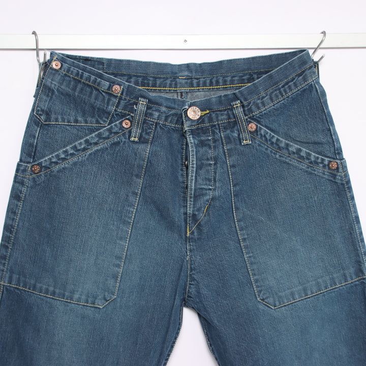Levi's 803 workwear con martingala W28 L34 jeans vintage in denim da donna