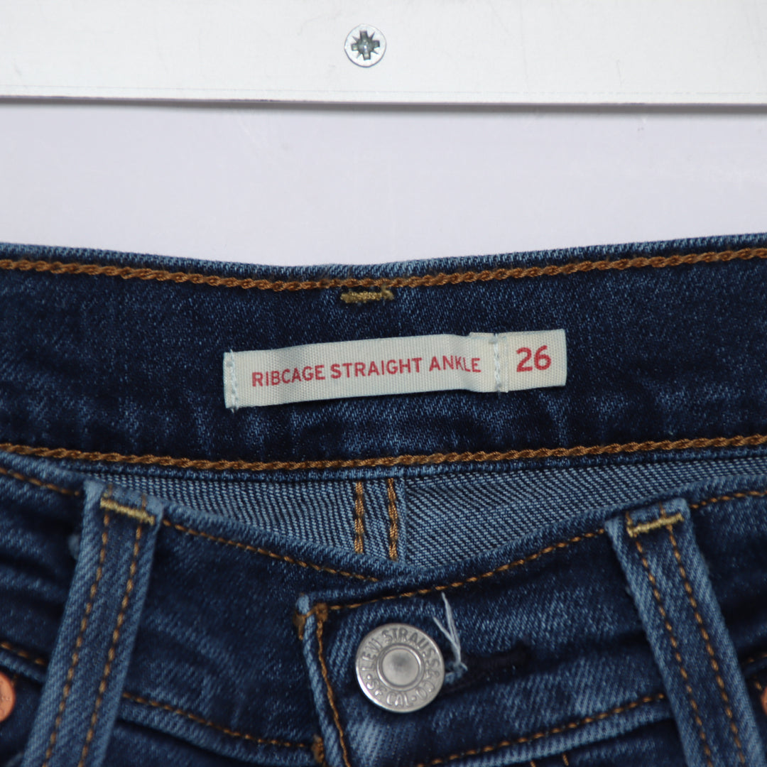 Levi's Ribcage Straight Ankle W26 L27 jeans vintage in denim da donna