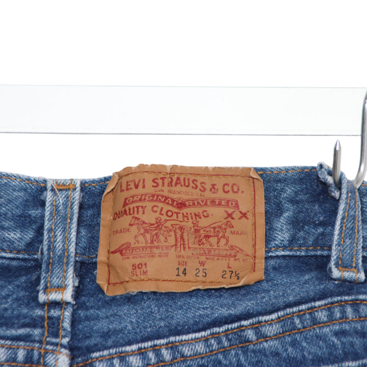 Levi's 501 Slim Jeans Denim W25 L27.5 Unisex Made in USA