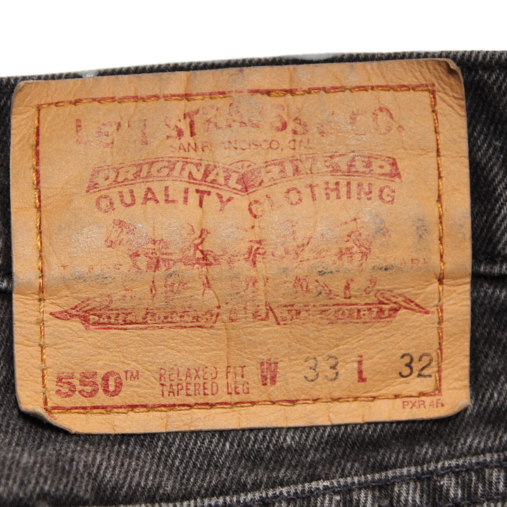 Levi's 550 Relaxed Fit Jeans Vintage Nero W33 L32 Uomo Made in USA