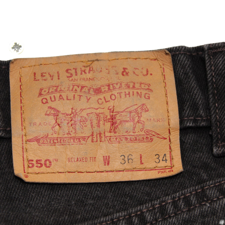 Levi's 550 Relaxed Fit Jeans Vintage Nero W36 L34 Uomo Made in USA