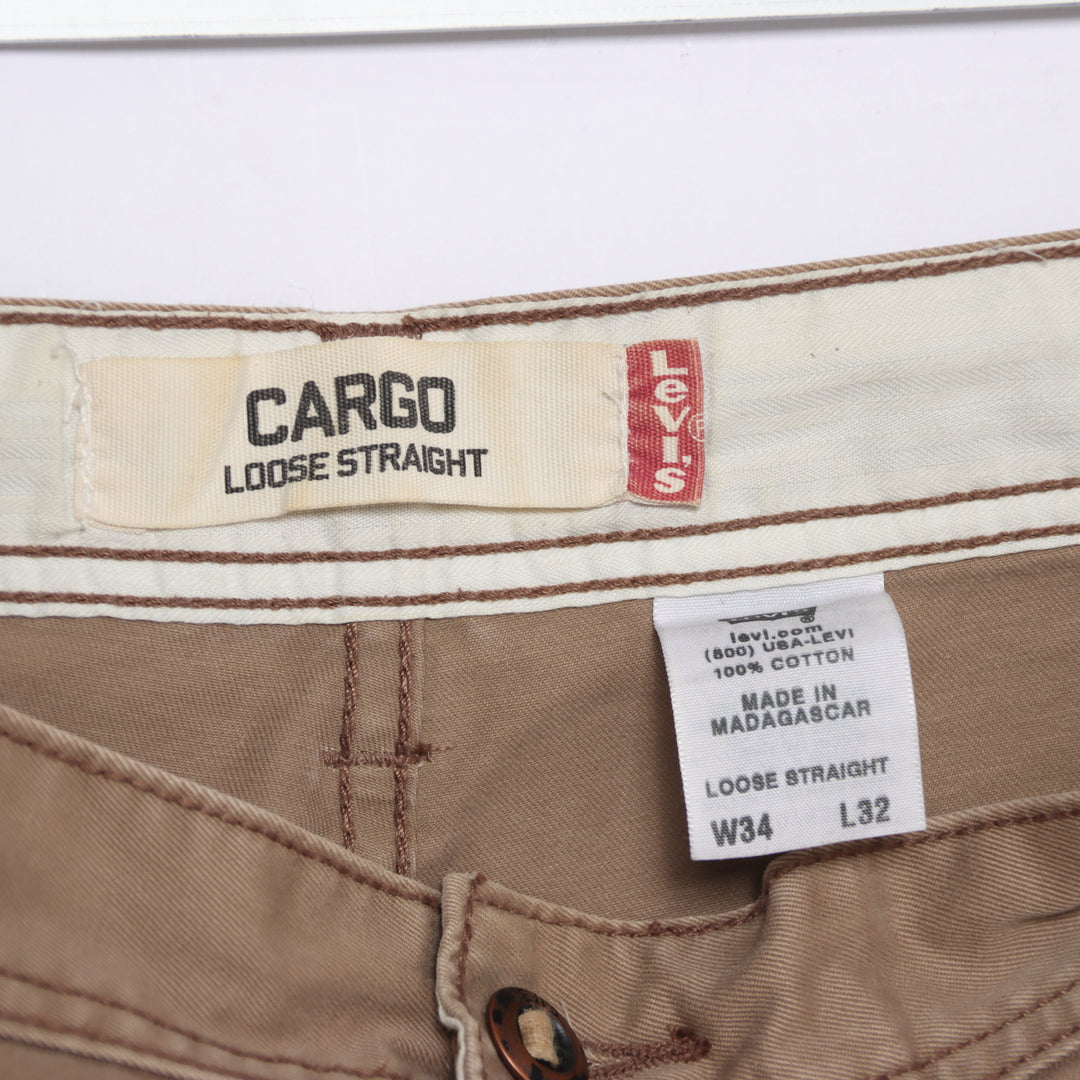Levi's cargo loose straight W34 L32 jeans vintage in denim beige da uomo