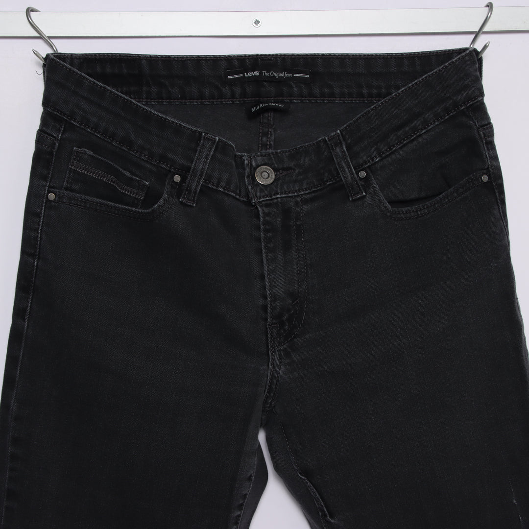 Levi's mid rise skinny W29 jeans in denim nero da donna