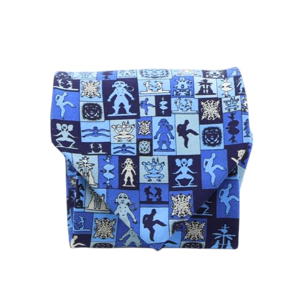 Lisbeth Kaare Design cravatta azzurra con fantasia in seta uomo