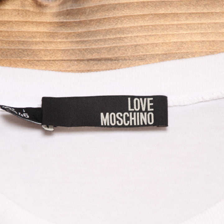 Love Moschino T-Shirt Bianca e Lilla Taglia 46 Donna