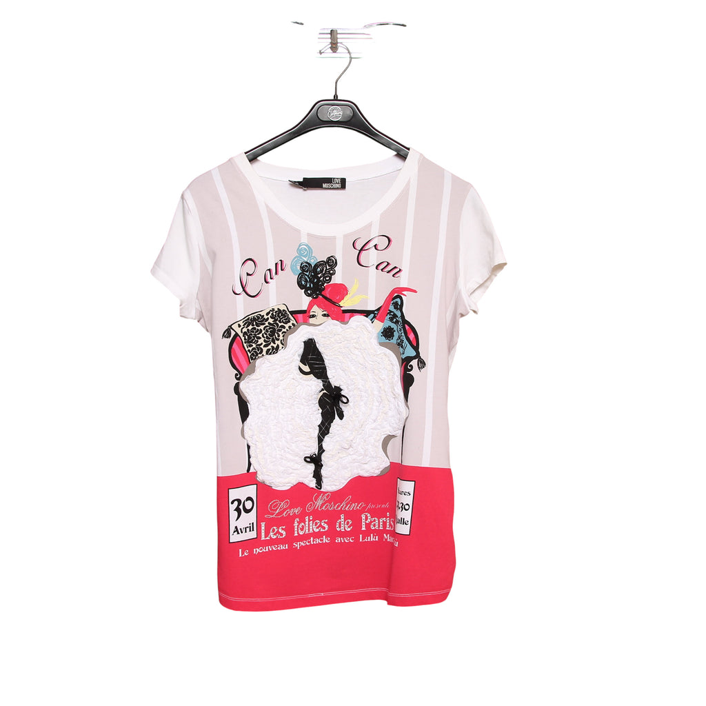 Love Moschino T-Shirt Bianca e Lilla Taglia 46 Donna – Vintage