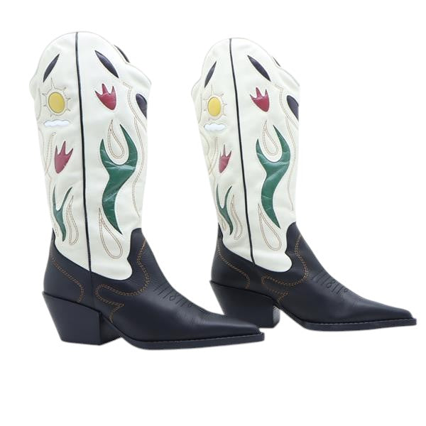 MNM stivali western bianco e nero in pelle numero 41 donna