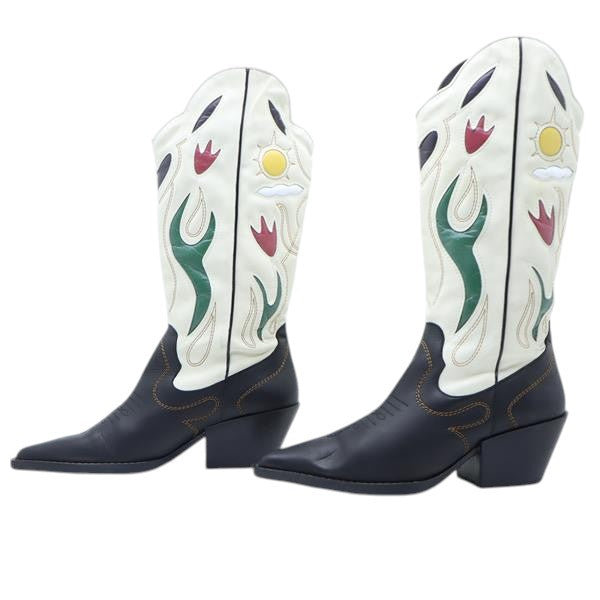 MNM stivali western bianco e nero in pelle numero 41 donna