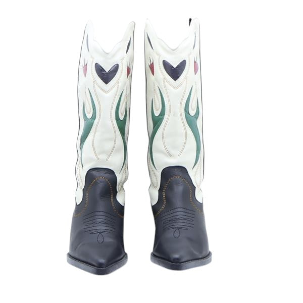 MNM stivali western bianco e nero in pelle numero 41 donna