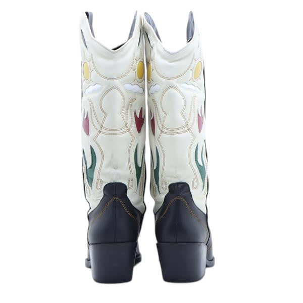 MNM stivali western bianco e nero in pelle numero 41 donna