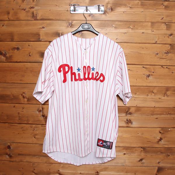Majestic Philadelphia Phillies maglia da baseball bianco e rosso taglia L uomo