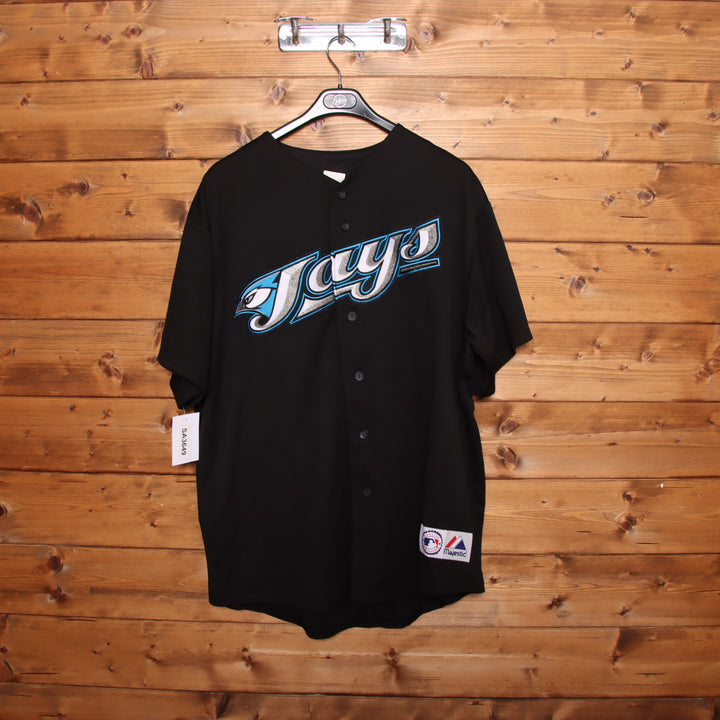 Majestic Toronto Blue Jays Maglia da Baseball Vintage Nera Taglia XXL Uomo Made in Korea