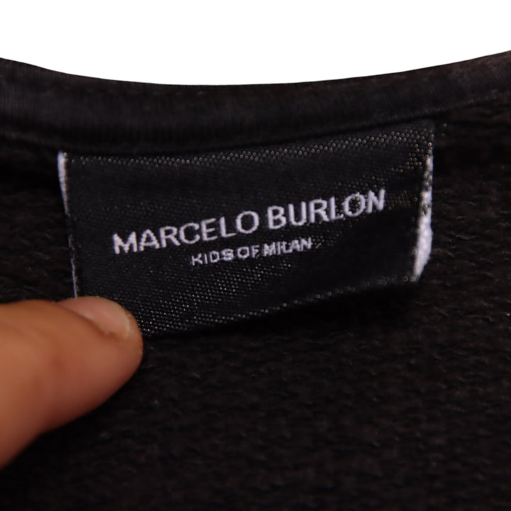 Marcelo Burlon Felpa Nera e Verde Taglia 10y Bambino