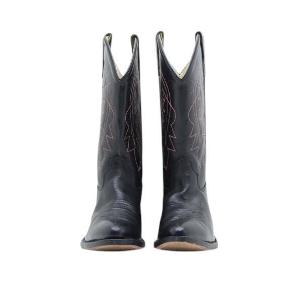 Old West stivali cowboy nero in pelle donna