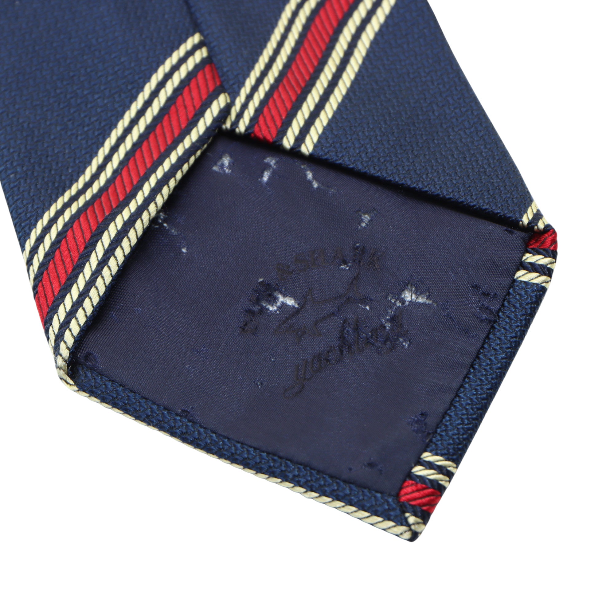 Cravatta Uomo Classica A Righe Blu, Rossa E Argento, Modello Regimental, In Poliestere Di Qualità