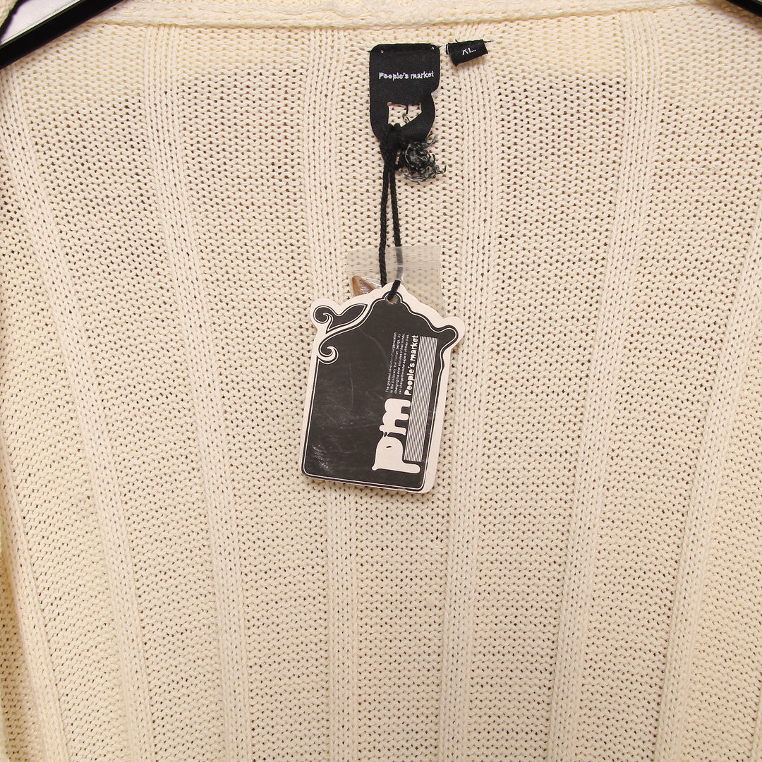 People's Market Cardigan Bianco Taglia XL Donna Deadstock w/Tags