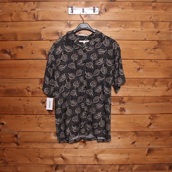 Perry Ellis camicia hawaiana nera taglia S uomo made in Korea