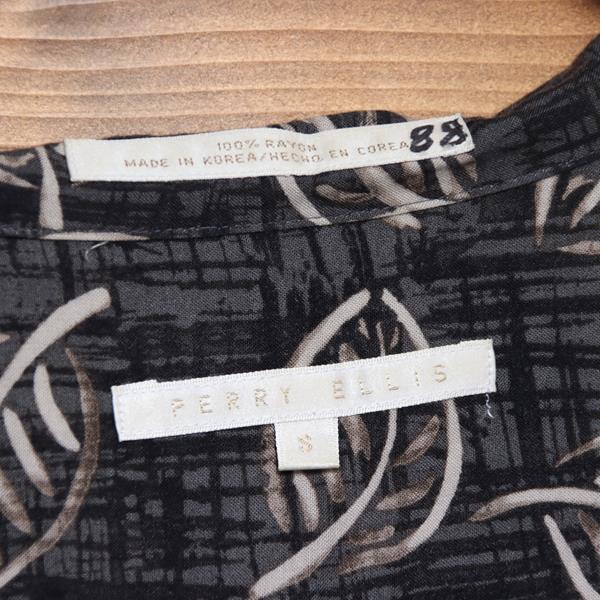 Perry Ellis camicia hawaiana nera taglia S uomo made in Korea