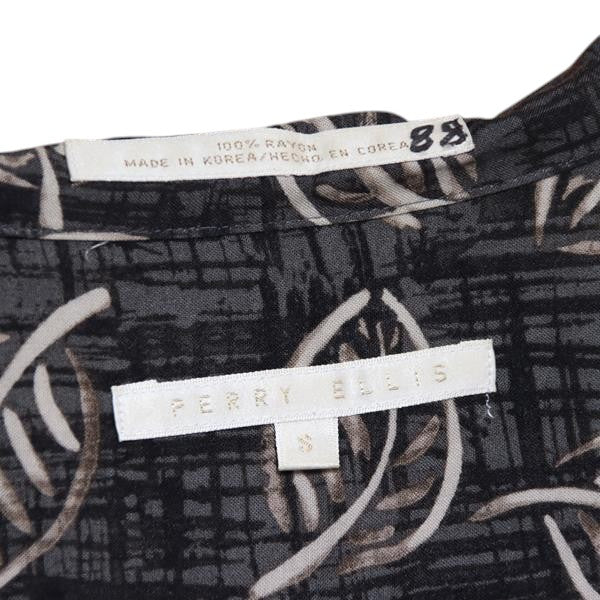 Perry Ellis camicia hawaiana nera taglia S uomo made in Korea