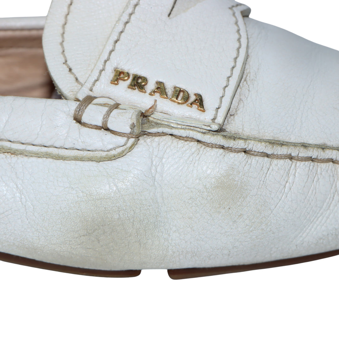 Prada Mocassino in Pelle Beige EU 39 Donna
