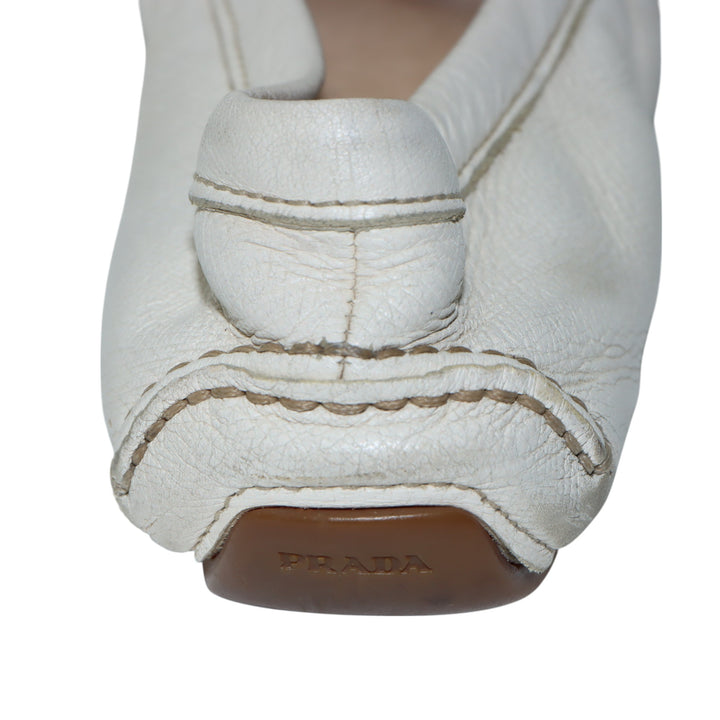 Prada Mocassino in Pelle Beige EU 39 Donna