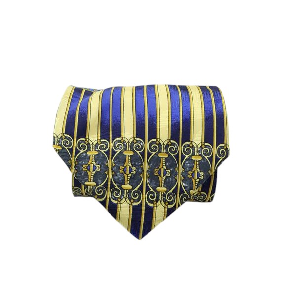 Pucci cravatta blu e giallo con fantasia in seta uomo