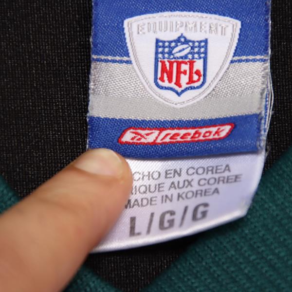 Reebok Philadelphia Eagles maglia da footoball nero e verde taglia L uomo made in Korea